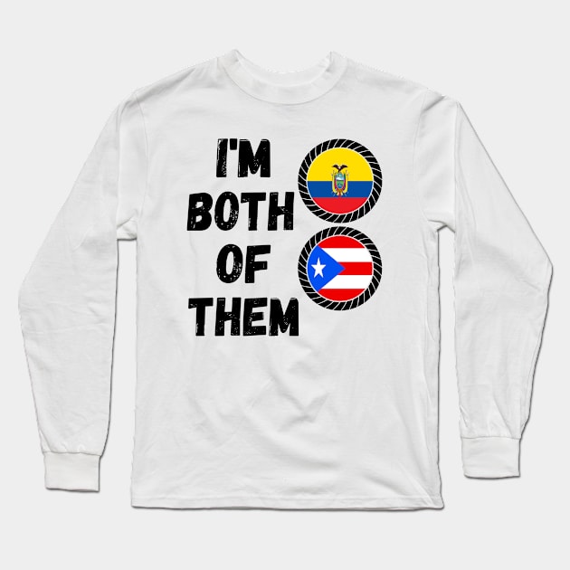 Half Puerto Rican Half Ecuadorian Heritage Ecuador Roots & Puerto Rico DNA Family Flag Design Long Sleeve T-Shirt by OriginalGiftsIdeas